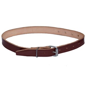 Vintage 1970s Army Leather Strap brown metal buckle pull tight 55cm 21" long tie down