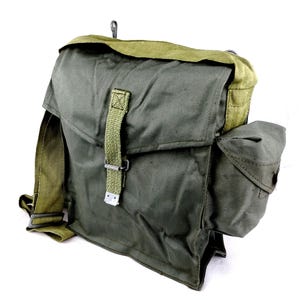 1960s Army Surplus Cotton Canvas Umhängetasche Bluish Olive Messenger Cross Body Crossbody Ostblock Militär Vintage Retro Sandwich Werkzeug