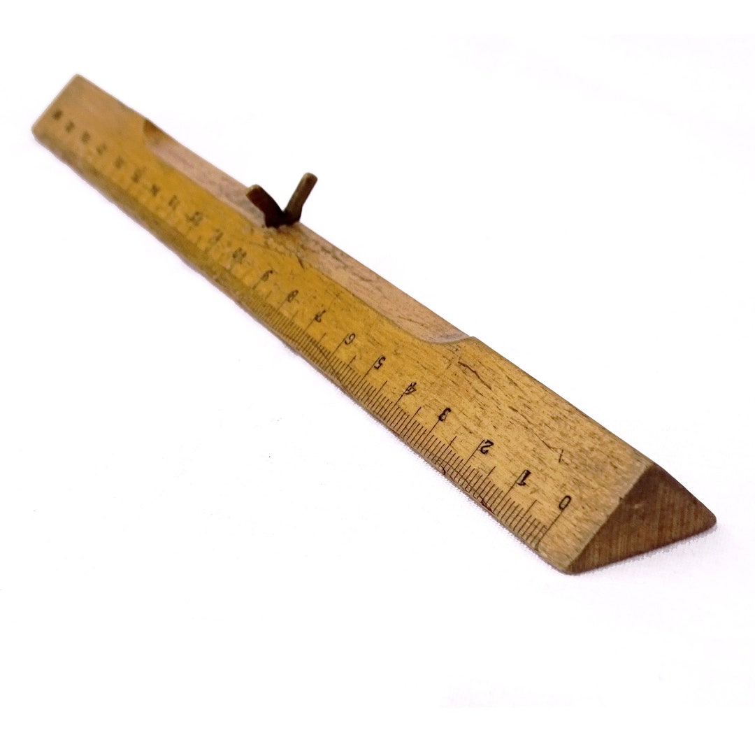 Vintage 1970s Triangular Wooden Ruler W/ Metal Handle Centimeters ...