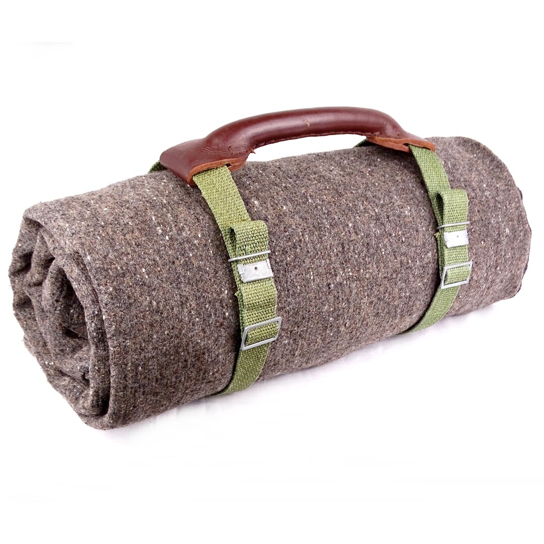 1980s Blanket Straps With Real Leather Handle Vintage Brown