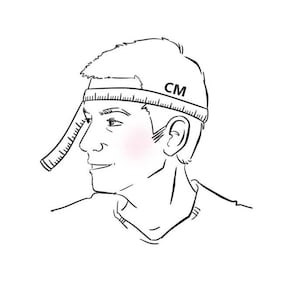 Pu&ograve; includere: Disegno a tratto di una persona con un metro a nastro intorno alla testa. Il nastro &egrave; contrassegnato con incrementi di centimetri e le lettere "CM" sono visibili. La persona &egrave; rivolta a sinistra, con un leggero sorriso.