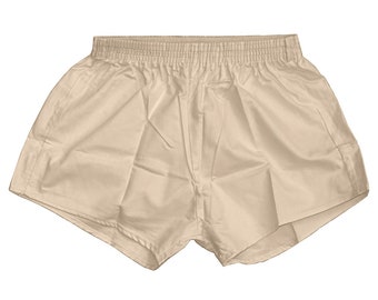 Vintage Ex-Army Shorts NEW beige genuine 1980s silky military PT hot pants retro sports gym