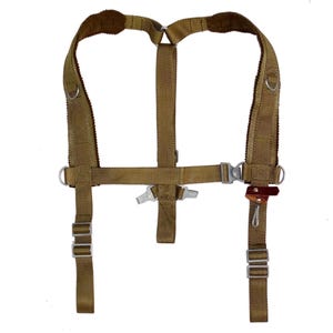 Arnés de hombro para exmilitares, correas verdes con correas de cuero, tirantes de yugo, soporte de cinturón, tirantes verdes ajustables, estilo vintage retro.