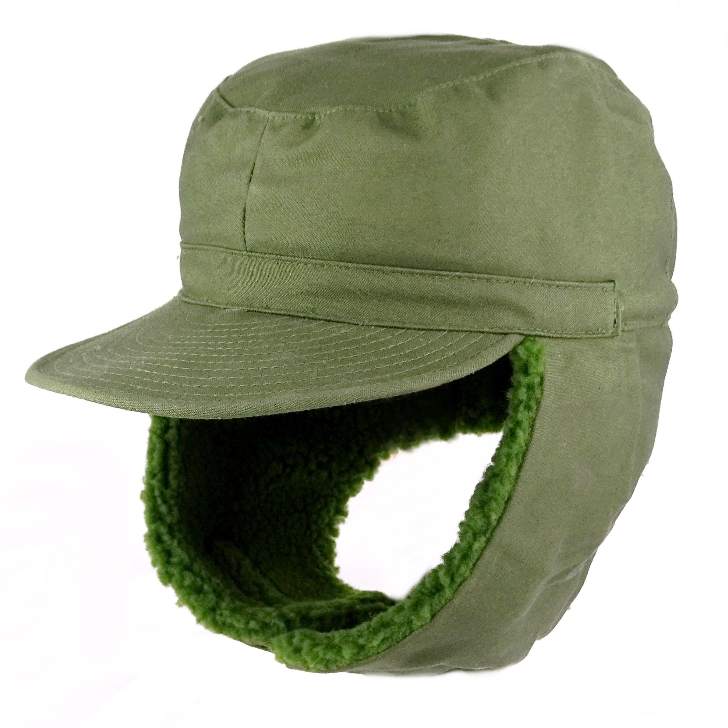 1990s Swedish Army Winter Hat Green Field Cap Original Sweden