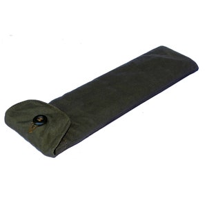1980er Jahre Canvas Beuteltasche Army Überschussbaumwolle 20x6,5cm olivgrün Halter grün Knopfverschluss praktisch und praktisch Survival-Aufbewahrung Beuteltasche Bushcraft Vintage