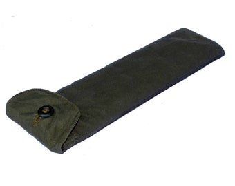 1980s canvas pouch army surplus cotton 20x6,5cm olive holder green button closure utility survival storage holder bag bushcraft vintage