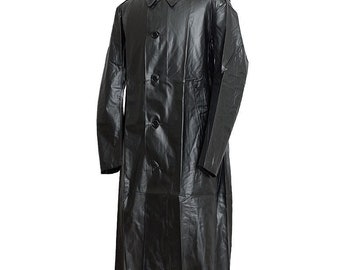 1960s Genuine Swedish Army Black Raincoat Rubber Coat Vintage