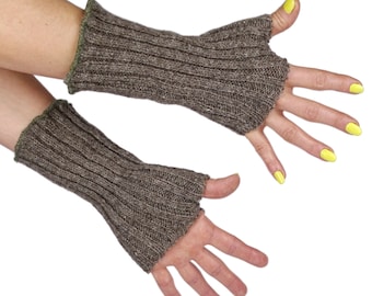 Swedish Army Woolen Wristlets Fingerless Gloves Olive Grey Joints Wrist Warmer Cold Weather Wool
