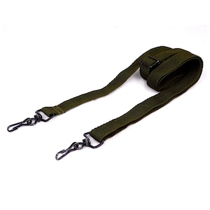 Langer Schultergurt Französische Armee lange Schlinge verstellbar bis 140cm 55 "Metallclips olivgrünes Polyestergurtband