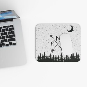PNW Pride Logo Rectangular Mouse Pad, Pacific Northwest Pride Logo Mouse Pad With Forest And Starry Night Backdrop