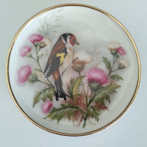 AK Kaiser Germany wall hanging PLATE bird coaster porcelain plate Goldfinch vintage china