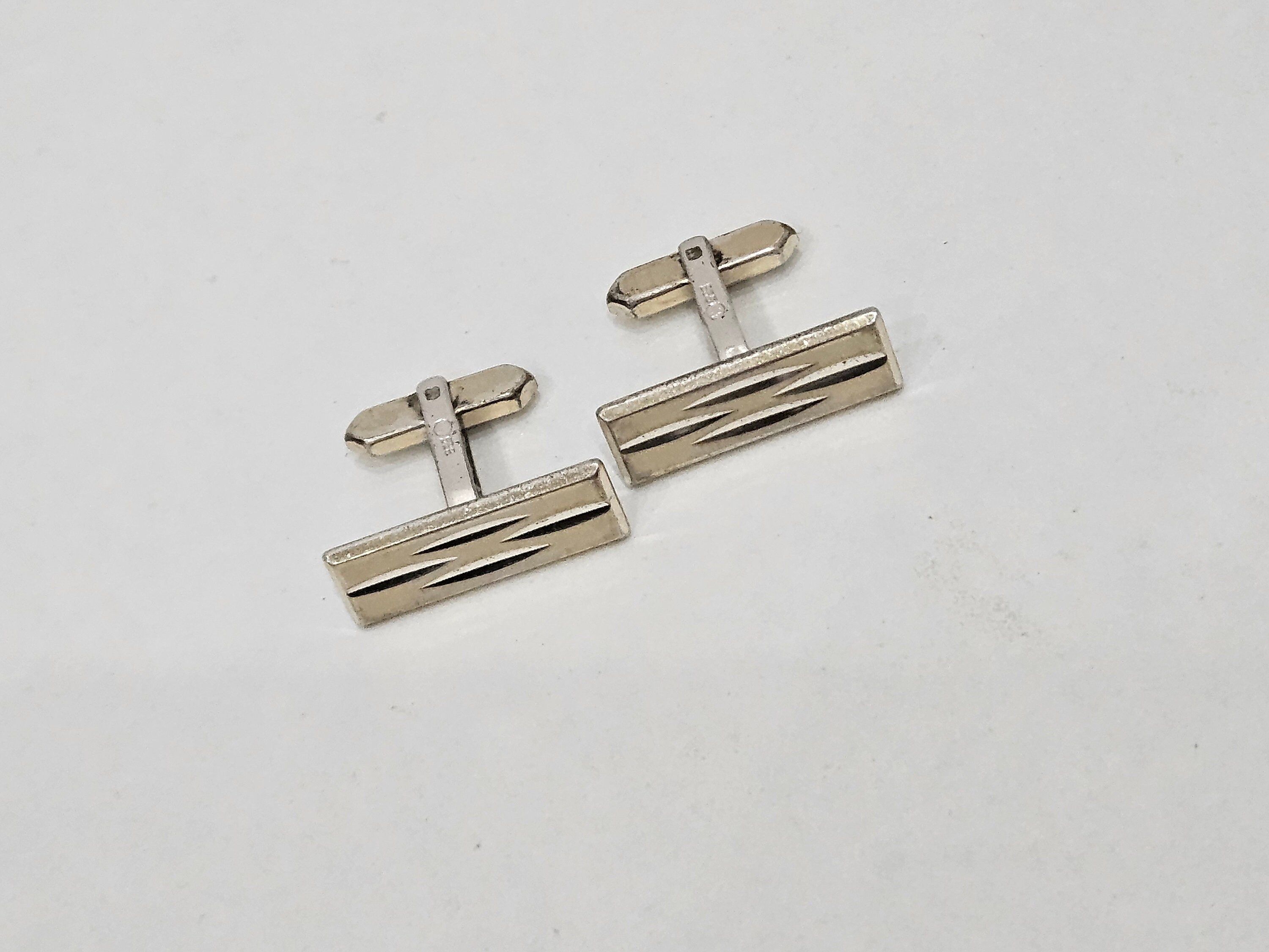 Boutons De Manchette Anciens Art Déco Rusch - Argent 835, Allemagne, Occasion Très Bon état