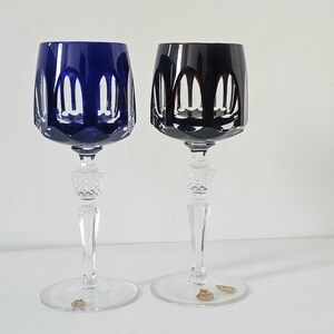 Vintage goblets pair of crystal wine glasses cut crystal German quality Bavaria Nachtmann 1960s