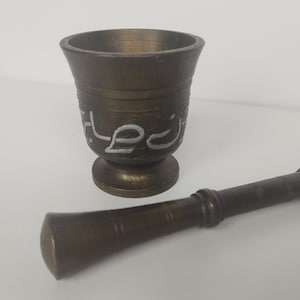 Vintage brass bronze MORTAR and Pestle solid heavy spices mortar herbs vintage retro