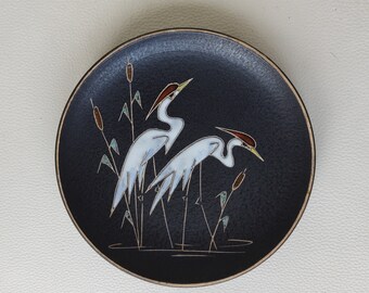 Vintage wandkleed Ruscha handgemaakt decoratief bord keramiek vogels uit de jaren 60