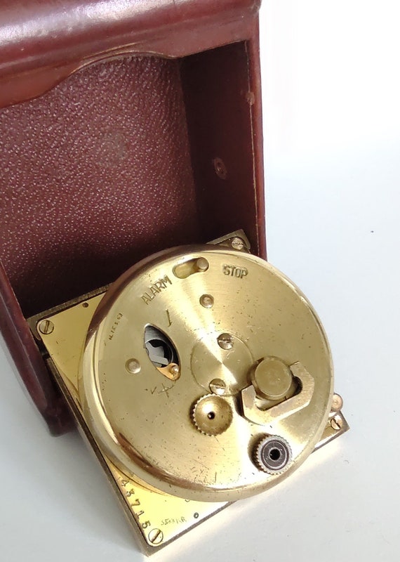 Vintage Angelus Travel Alarm Clock, Swiss Made 8-day Movement Rere