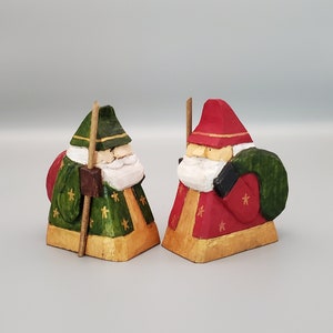 Triangle Santa Hand Carved Wooden Folk Art Triangle Santa Claus Figure - Etsy