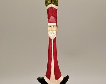 Hand Carved Wooden Folk Art Santa Claus Ornament