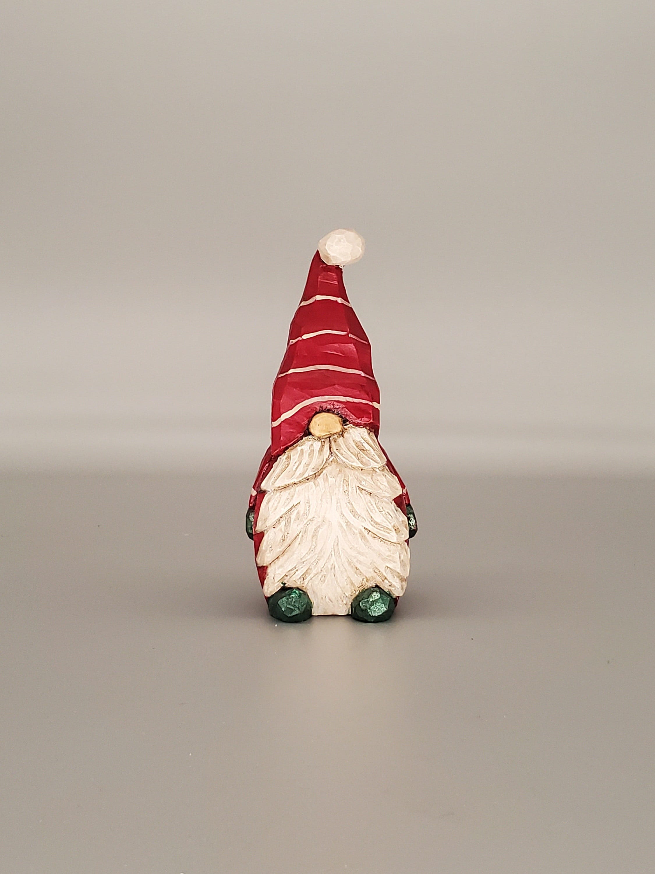 Hand Carved Folk Art Wooden Santa Claus Gnome Figure or Ornament