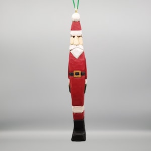 Hand Carved Folk Art Wood Clothespin Santa Ornament