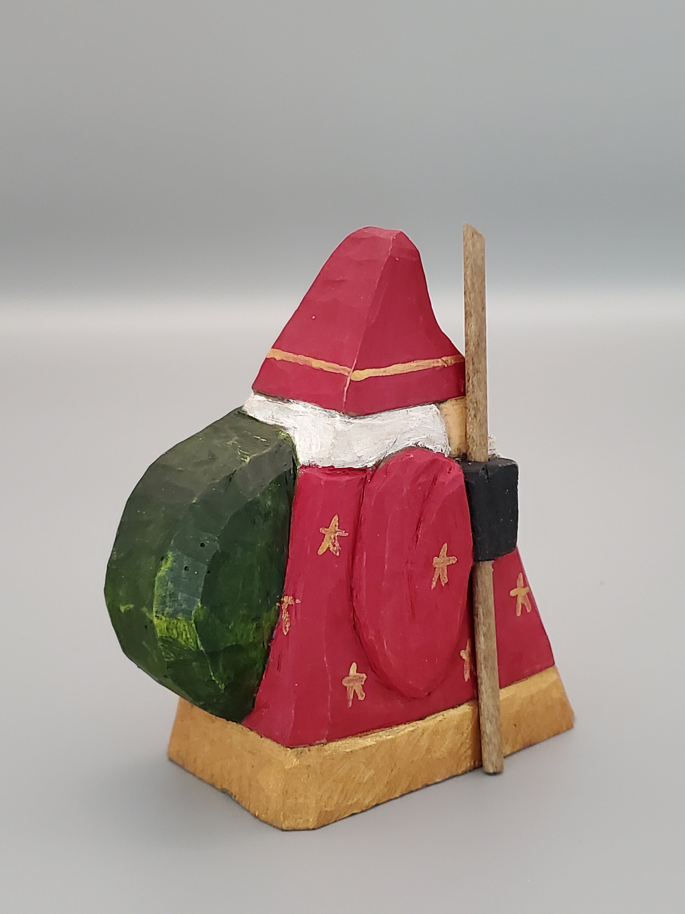 Triangle Santa Hand Carved Wooden Folk Art Triangle Santa Claus Figure - Etsy
