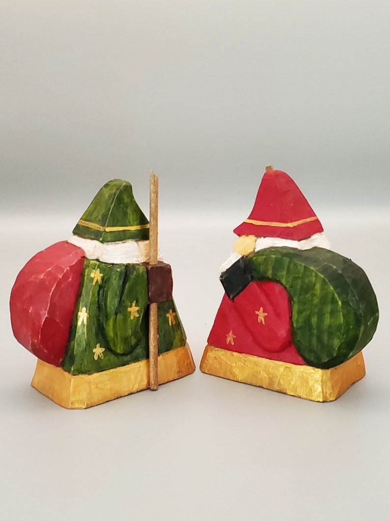 Triangle Santa Hand Carved Wooden Folk Art Triangle Santa Claus Figure - Etsy