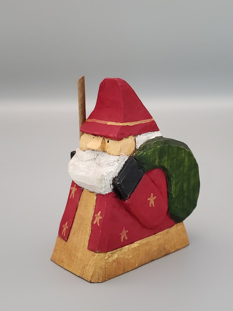 Triangle Santa Hand Carved Wooden Folk Art Triangle Santa Claus Figure - Etsy Canada