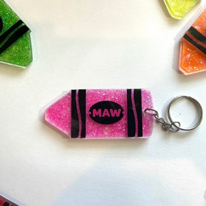 Crayon Glitter Acryl Sleutelhanger | Schoolleraar Waardering Student Gift
