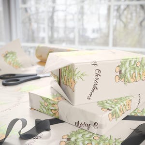 Christmas Pooh Wrapping Paper Roll, Festive Gift Wrap image 9