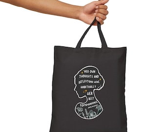 Borsa tote in cotone con silhouette di Jane Austen - Regalo letterario, moda per gli amanti dei libri