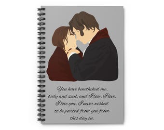 Pride and Prejudice Spiral Notebook, Jane Austen Stationery, Book Lover Gift