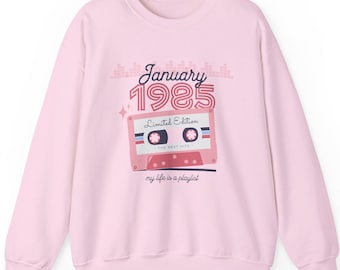 Custom Birthday Sweatshirt, Limited Edition Cassette Tape Design