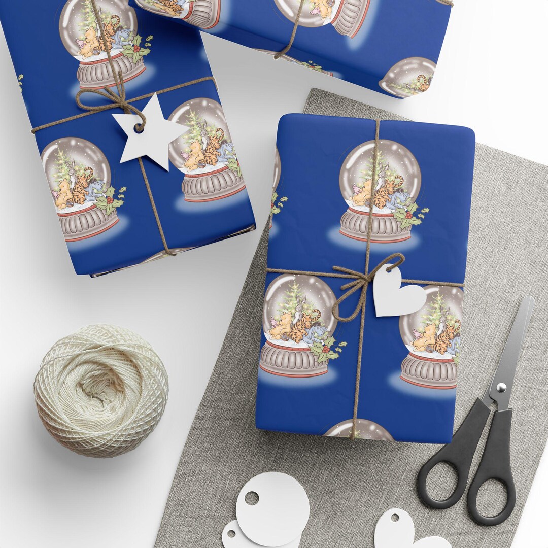Winnie the Pooh Christmas Snowglobe Wrapping Paper, Classic Wrap Etsy
