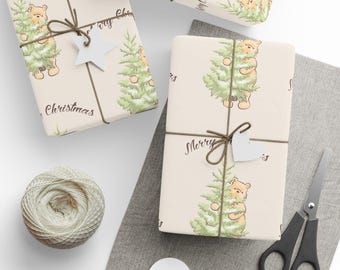 Christmas Pooh Wrapping Paper Roll, Festive Gift Wrap