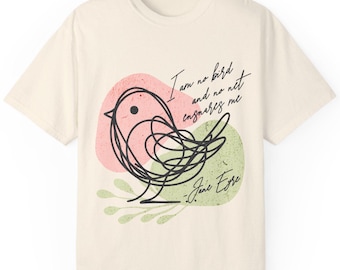 Jane Eyre T-shirt, Literary Quote Tee, Pastel Bird Design