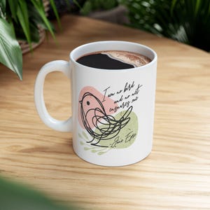 Literary Quote Bird Ceramic Mug, Jane Eyre by Charlotte Brontë, I am no bird and no net ensnares me, Gift for Book Lovers, Coffee Cup, Tea