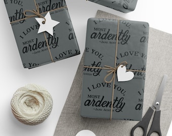Papel de regalo con frase "Orgullo y prejuicio", papel de regalo con frase de Jane Austen