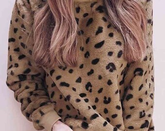 cheetah print fuzzy jacket