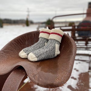 Handknit Wool Boot Socks: Low Cut Winter Slippers, Women's Size 7-8