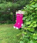 Handknit Magenta Wool Socks, Women's Winter Warmth