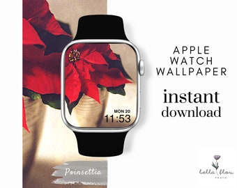 SmartWatch Wallpaper, Apple Watch Face, Poinsettia Watch Background, Apple Watch Face, Apple Watch Background, Lock Screen, Instant Download