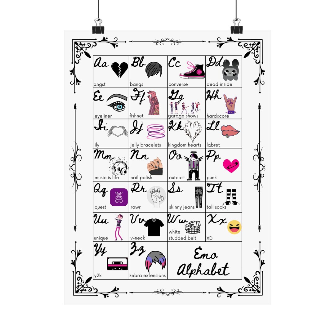 Emo Alphabet Poster Etsy