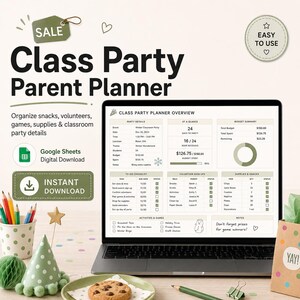 Google Sheets-Planer für Klassenfeiern, Organisator für Eltern von Schulfesten und Zubehör