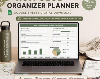 Run Club Organizer Planner Google Sheets Vorlage, Laufplan für die Gruppe, Mitgliedstracker, Eventplaner