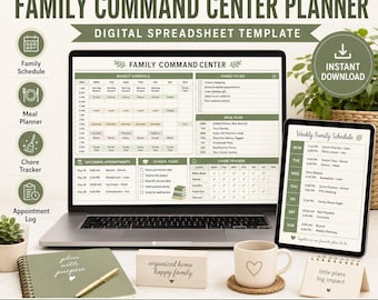 Mom Life Family Command Center Google Sheets Planner (Digital Download)