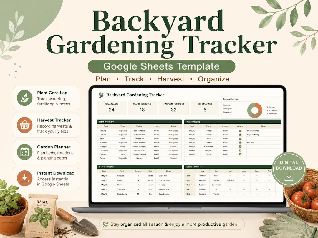 Backyard Gardening Tracker, Google Sheets Plant Care Log (digital Download) - Etsy