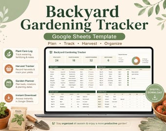 Registro per la cura delle piante in giardino, Fogli Google (Download digitale)