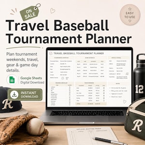 Agenda di viaggio per il baseball con Fogli Google, calendario del torneo e organizzatore di viaggio della squadra.