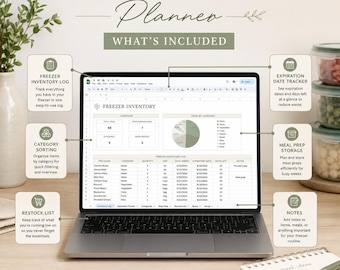 Modello di Fogli Google per la pianificazione dell'inventario dei congelatori (download digitale)