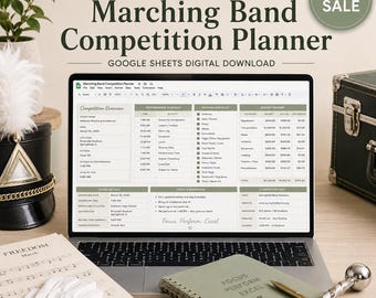 Modello di Fogli Google per la pianificazione delle competizioni della banda musicale, agenda per i genitori dei membri della banda, lista di controllo per la preparazione dei bagagli.